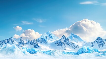 Obraz premium Majestic icy mountain landscape under blue sky.