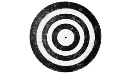 Black and white target with transparent background representing aiming for success