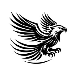 Majestic Eagle in Flight: Black and White Bird Graphic Design