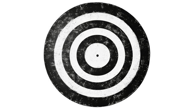 Black and white target with transparent background representing aiming for success