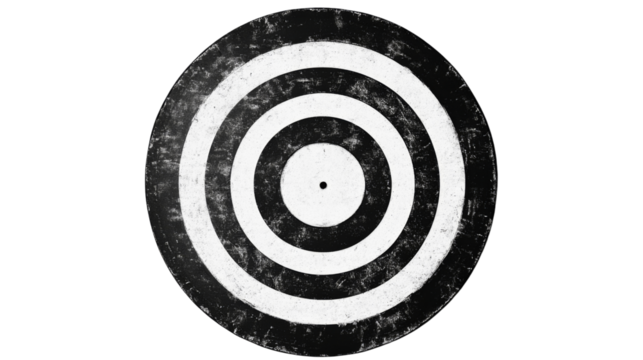 Black and white target with transparent background representing aiming for success