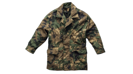 Camouflage military jacket isolated on transparent background