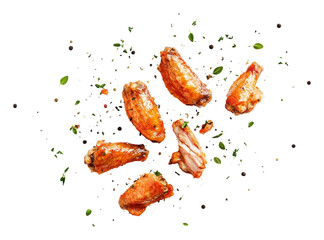 PNG Crispy chicken wings garnished with herbs