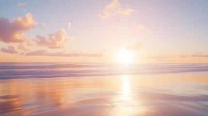 Naklejka premium Blurred beach horizon with warm sunlight