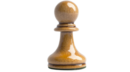 White pawn standing on transparent background, ready to start playing chess