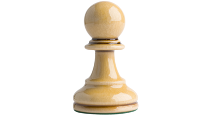 White pawn standing on transparent background, ready for chess game