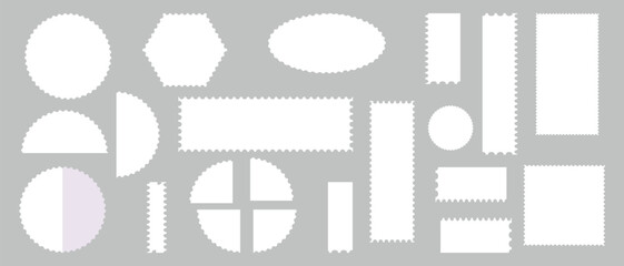 Empty border postage stamp frames for postcard, letter, label, coupon, boxes. Postage stamp frames vector.