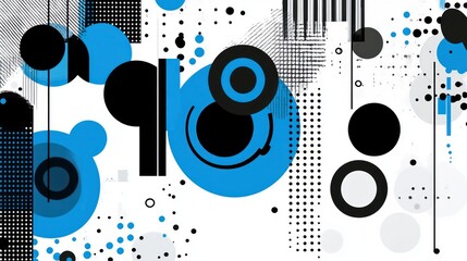 Fototapeta premium Abstract blue circles design, digital art, white background, website header