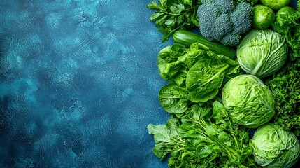 Fototapeta premium Vibrant Green Vegetables: A Symphony of Freshness and Health. Perfect for Salads, Cooking, and a Healthy Diet.