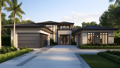 Modern Two Story Luxury Home Tropical Landscape