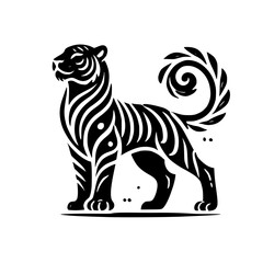 Majestic Tiger: Black and White Abstract Animal Design. Elegant vector graphic, perfect for nature lovers and wildlife enthusiasts. Stylish, modern, and decorative art.