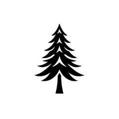 Majestic Evergreen: A Black and White Pine Tree Illustration