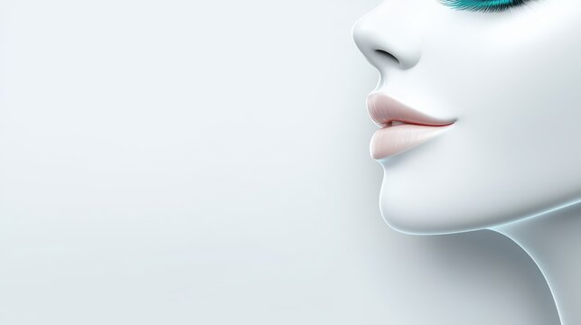 Captivating blue eyes, a closeup portrait of woman on white background 