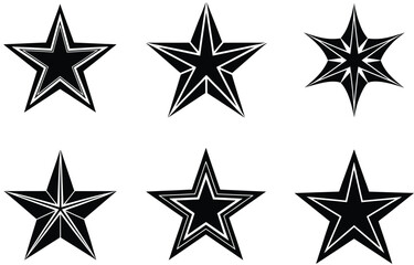 set of stars icon silhouette vector
