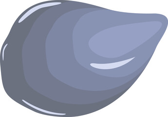 Cartoon illustration featuring a closed mussel shell, resting in isolation against a clean white background, embodying themes of seafood, marine life, and healthy eating practices