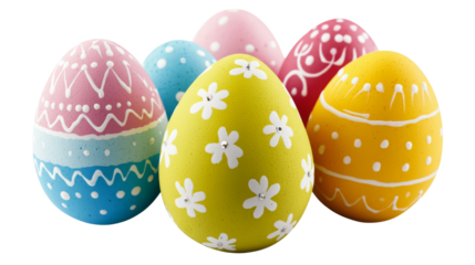 Colorful easter eggs showing festive decoration on transparent background