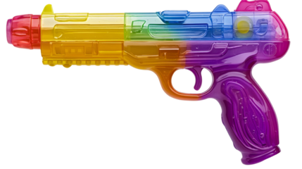 Colorful transparent toy gun isolated on transparent background