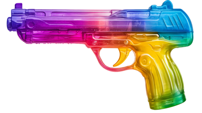 Colorful transparent toy gun isolated on transparent background