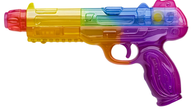 Colorful transparent toy gun isolated on transparent background