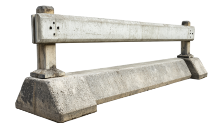 Old jersey barrier dividing road on transparent background