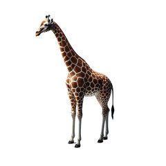 Fototapeta premium A detailed PNG of a giraffe reaching up with no background - Giraffe PNG - Transparent background giraffe image 
