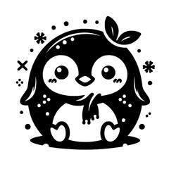 Adorable Penguin Illustration: Cute Winter Animal Cartoon Graphic