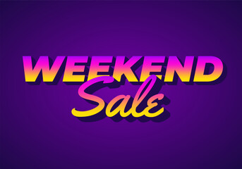 Weekend sale. Text effect for social media or website ads