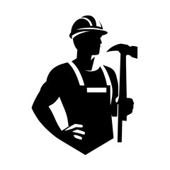 Strong Silhouette of a Construction Worker: A Powerful Image Representing Labor, Skill, and Construction