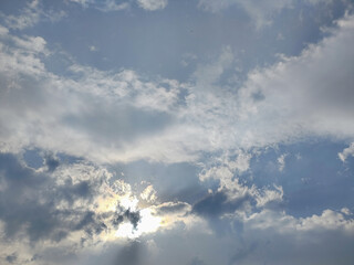The sky in the afternoon with a beautiful texture. Bright clouds in the sky during the day.