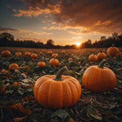 pumpkins on a field