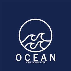 ocean wave sun vector logo icon vector illustration template design