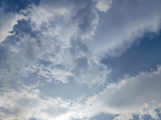 The sky in the afternoon with a beautiful texture. Bright clouds in the sky during the day.