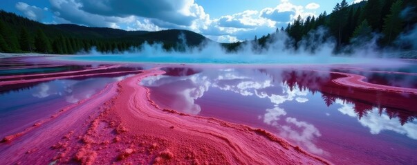 Bacteria and algae create the grand prismatic spring's hues, bioluminescence, thermal ecosystems, microorganisms