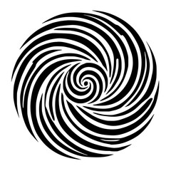 Abstract Black and White Spiral Vortex: A captivating monochrome swirl pattern design, perfect for modern backgrounds, graphics, and contemporary art projects.