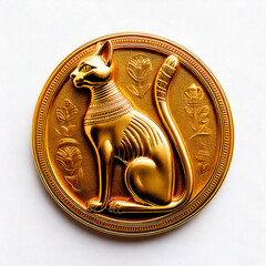 badge pin cat Bastet symbol egypt isloates on white