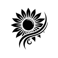 Black and White Sunflower Tattoo Design: Elegant Floral Graphic for Nature Lovers