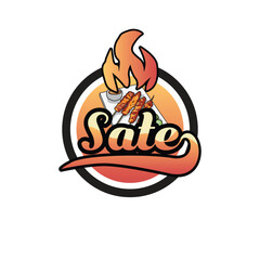 Sate indonesia food vintage logo template concept