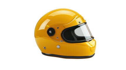 Fototapeta premium Yellow racing helmet isolated on transparent background