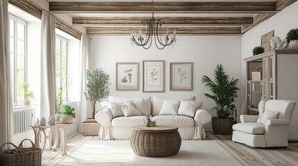 Interiors showcasing statement ceilings in a cozy living space with natural elements and harmonious design