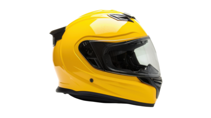 Yellow motorcycle helmet isolated on transparent background