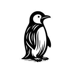 Majestic Penguin: A Stunning Black and White Illustration of a Penguin. Perfect for nature lovers and graphic design enthusiasts.