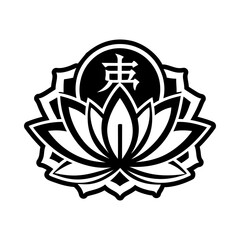 A glyph style icon of lotus flower symbol