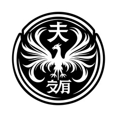 A solid style icon of phoenix bird symbol
