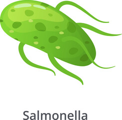 Salmonella bacteria, a common cause of food poisoning, is depicted moving with its flagella, highlighting its motility and potential to spread infection