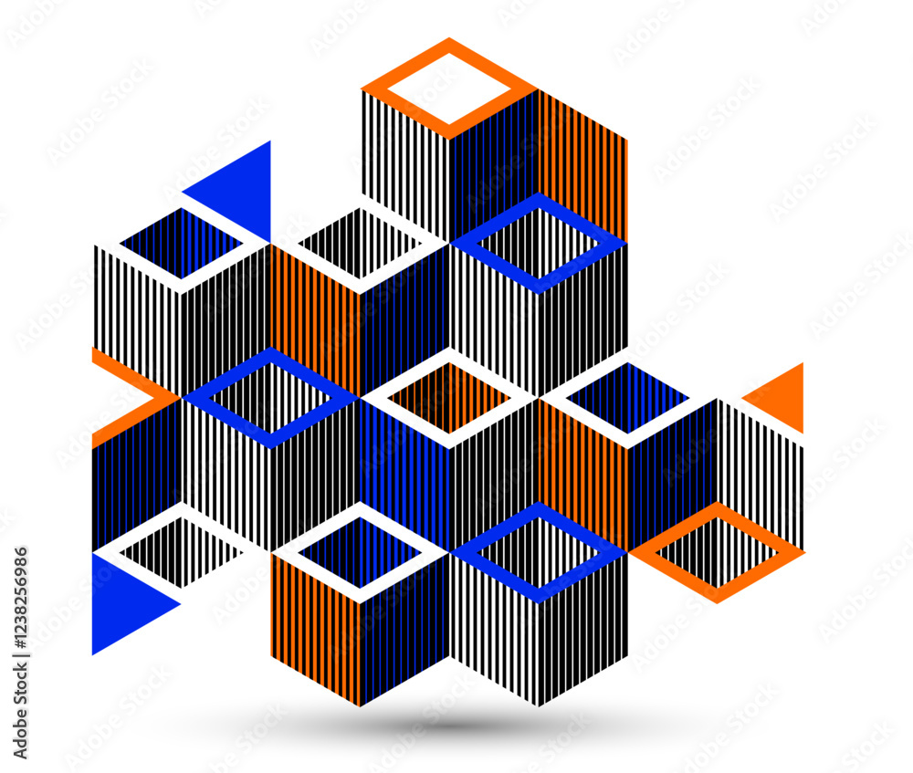 Canvas Prints 3d isometric cubic design vector geometric abstract background, modern city abstraction theme, const
