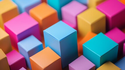 Obraz premium Vibrant 3D cubes arranged in a colorful geometric pattern
