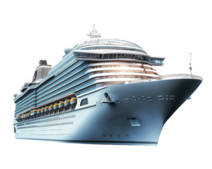 large cruise ship with multiple decks, grand and luxurious, sailing on ocean. This impressive vessel showcases modern design and amenities for travelers