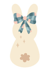 Retro Groovy Easter bunny clipart. Happy Easter day. Cute bunny in cartoon flat style. Hand draw vector illustration