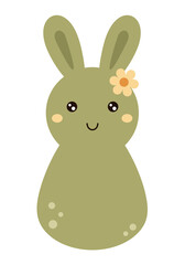 Retro Groovy Easter bunny clipart. Happy Easter day. Cute bunny in cartoon flat style. Hand draw vector illustration