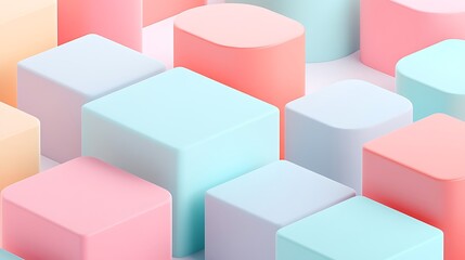 Abstract Arrangement of Colorful Geometric Shapes in Pastel Hues for Creative Design Concepts